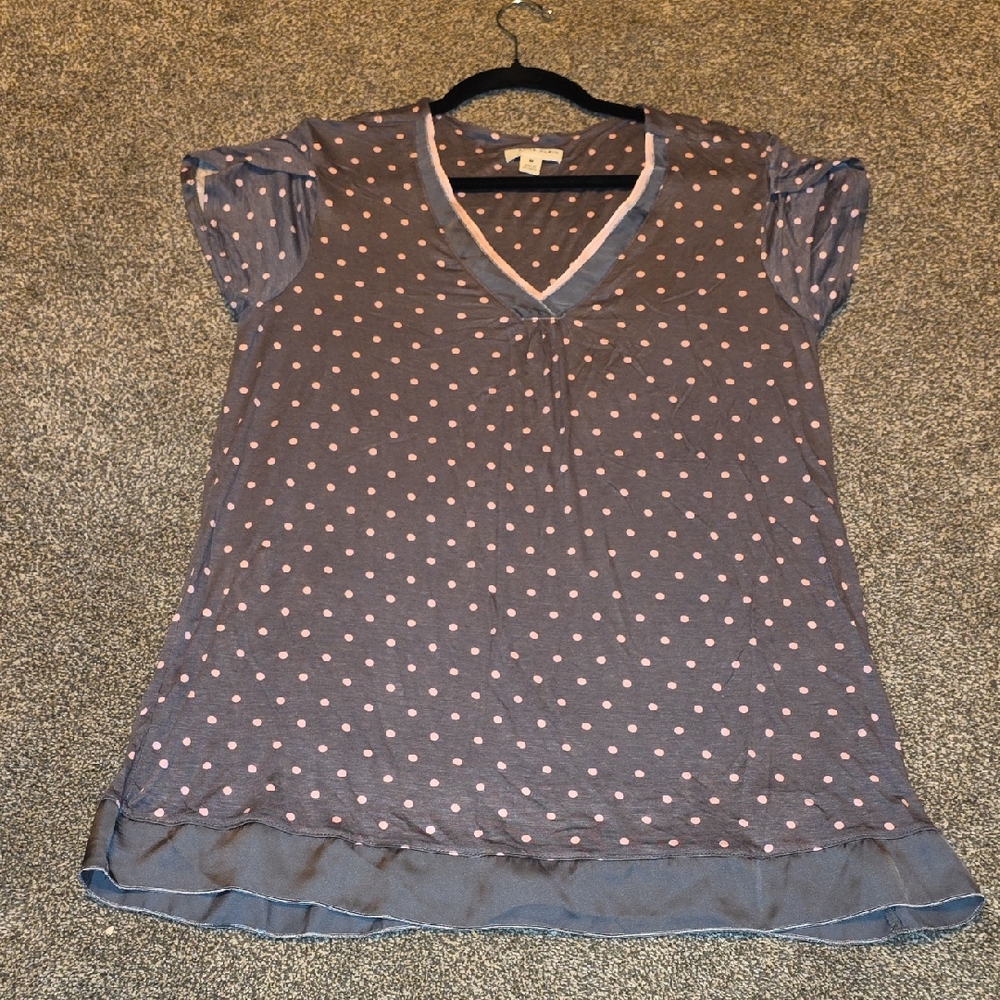 Anne Klein Gray With Pick Polka Dot Blouse